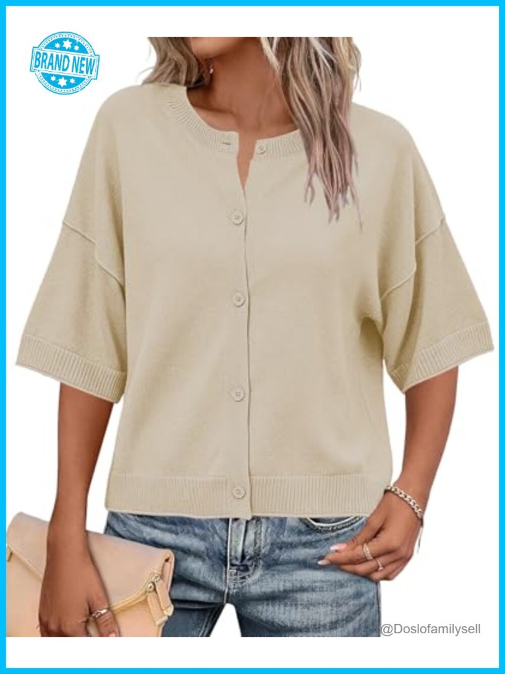 Short Sleeve Button Up Cardigan Lightweight Knit Sweater Top